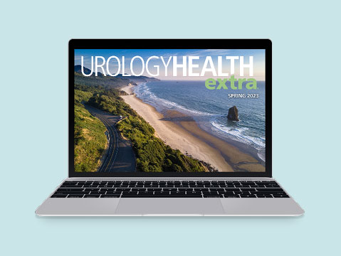 Cover of Spring 2023 patient magazine shown on a laptop. 