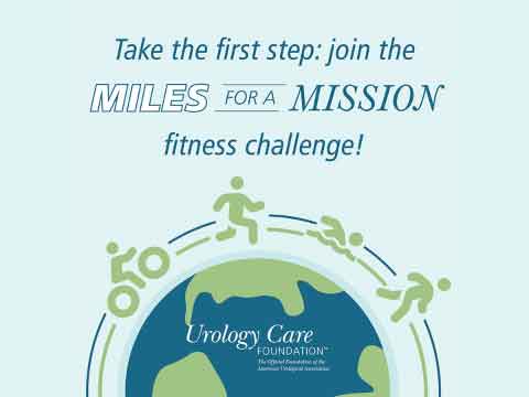 Miles for a Mission graphic with world and people exercising