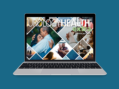 UrologyHealth extra magazine on laptop.