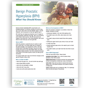 Benign Prostatic Hyperplasia (BPH) - What You Should Know Fact Sheet