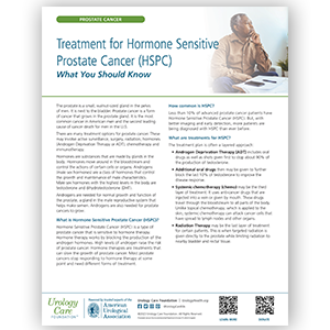 Treatment for Hormone Sensitive Prostate Cancer (HSPC) - What You Should Know Fact Sheet