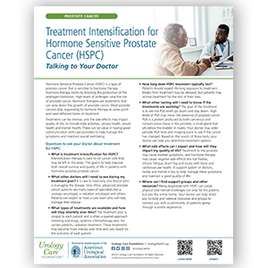 Treatment Intensification for Hormone Sensitive Prostate Cancer (HSPC) - Talking to Your Doctor Fact Sheet