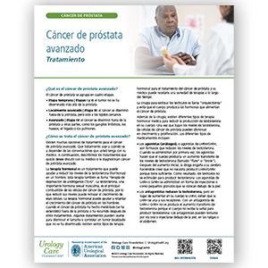 Information fact sheet on Advanced Prostate Cancer Treatment in Spanish.
