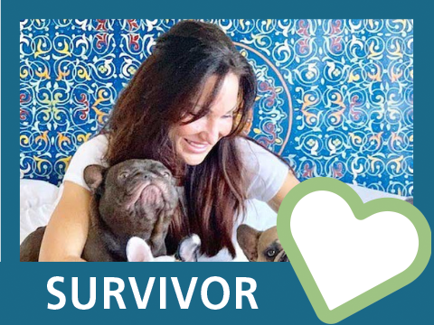 Kidney cancer survivor Salima and her therapy dogs.