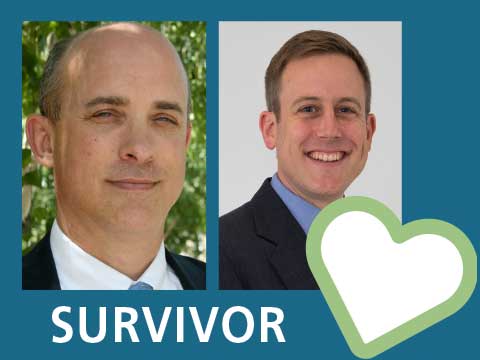Headshots of Survivor, Michael Campbell, and Dr. Ben Ristau